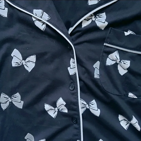 Kate Spade Bow Pajama Set Womens Small Black White 2-piece Bows Pants Top #42 - Picture 9 of 11